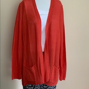 J Jill  cotton/linen cardigan red curry S-M